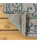Charleston Vintage Filigree Textured Weave Gray/Teal 5 ft. x 8 ft. Indoor/Outdoor Area Rug
