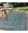Charleston Vintage Filigree Textured Weave Teal/Gray 9 ft. x 12 ft. Indoor/Outdoor Area Rug