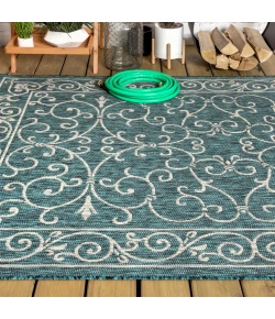 Jonathany Santa Monica SMB106F Teal/Gray Area Rug 9 ft. X 12 ft. Rectangle