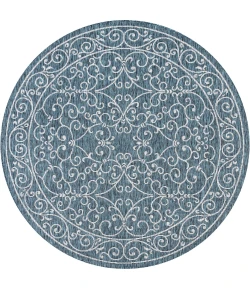 Jonathany Santa Monica SMB106F Teal/Gray Area Rug 5 ft. 3 in. X 5 ft. 3 in. Round