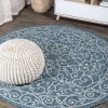 Jonathany Santa Monica SMB106F Teal/Gray Area Rug 5 ft. 3 in. X 5 ft. 3 in. Round