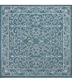 Jonathany Santa Monica SMB106F Teal/Gray Area Rug 5 ft. 3 in. X 5 ft. 3 in. Square