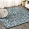 Jonathany Santa Monica SMB106F Teal/Gray Area Rug 5 ft. 3 in. X 5 ft. 3 in. Square