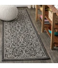 Charleston Vintage Filigree Textured Weave Black/Gray 2 ft. x 10 ft. Indoor/Outdoor Runner Rug
