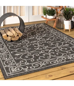 Jonathany Santa Monica SMB106G Black/Gray Area Rug 9 ft. X 12 ft. Rectangle