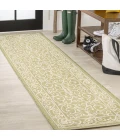 Charleston Vintage Filigree Textured Weave Green/Cream 2 ft. x 8 ft. Indoor/Outdoor Runner Rug