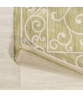 Charleston Vintage Filigree Textured Weave Green/Cream 2 ft. x 8 ft. Indoor/Outdoor Runner Rug