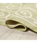Charleston Vintage Filigree Textured Weave Green/Cream 2 ft. x 8 ft. Indoor/Outdoor Runner Rug