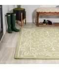 Charleston Vintage Filigree Textured Weave Green/Cream 9 ft. x 12 ft. Indoor/Outdoor Area Rug