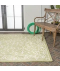 Charleston Vintage Filigree Textured Weave Green/Cream 9 ft. x 12 ft. Indoor/Outdoor Area Rug