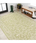 Charleston Vintage Filigree Textured Weave Green/Cream 9 ft. x 12 ft. Indoor/Outdoor Area Rug