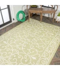 Charleston Vintage Filigree Textured Weave Green/Cream 9 ft. x 12 ft. Indoor/Outdoor Area Rug