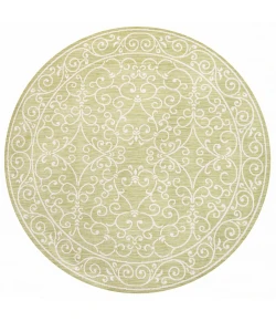 Jonathany Santa Monica SMB106H Green/Cream Area Rug 5 ft. 3 in. X 5 ft. 3 in. Round
