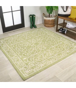 Jonathany Santa Monica SMB106H Green/Cream Area Rug 5 ft. 3 in. X 5 ft. 3 in. Square