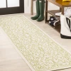 Jonathany Santa Monica SMB106I Cream/Green Area Rug 2 ft. 2 in. X 8 ft. Runner