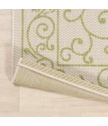Charleston Vintage Filigree Textured Weave Cream/Green 5' Square Indoor/Outdoor Area Rug