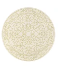 Charleston Vintage Filigree Textured Weave Cream/Green 5' Round Indoor/Outdoor Area Rug