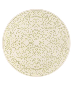 Jonathany Santa Monica SMB106I Cream/Green Area Rug 5 ft. 3 in. X 5 ft. 3 in. Round