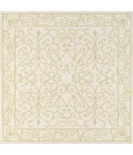 Charleston Vintage Filigree Textured Weave Cream/Green 5' Square Indoor/Outdoor Area Rug