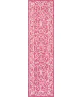 Charleston Vintage Filigree Textured Weave Fuchsia/Light Gray 2 ft. x 10 ft. Indoor/Outdoor Runner Rug