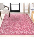 Charleston Vintage Filigree Textured Weave Fuchsia/Light Gray 8 ft. x 10 ft. Indoor/Outdoor Area Rug