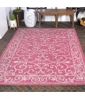 Charleston Vintage Filigree Textured Weave Fuchsia/Light Gray 8 ft. x 10 ft. Indoor/Outdoor Area Rug