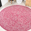 Jonathany Santa Monica SMB106J Fuchsia/Light Gray Area Rug 5 ft. 3 in. X 5 ft. 3 in. Round