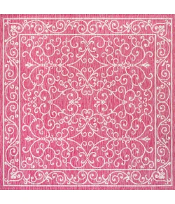Jonathany Santa Monica SMB106J Fuchsia/Light Gray Area Rug 5 ft. 3 in. X 5 ft. 3 in. Square