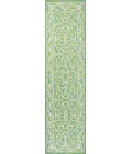 Charleston Vintage Filigree Textured Weave Green/Ivory 2 ft. x 10 ft. Indoor/Outdoor Runner Rug