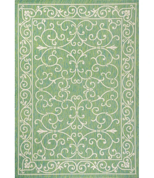 Charleston Vintage Filigree Textured Weave Green/Ivory 5 ft. x 8 ft. Indoor/Outdoor Area Rug