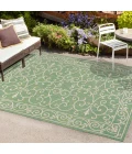 Charleston Vintage Filigree Textured Weave Green/Ivory 5 ft. x 8 ft. Indoor/Outdoor Area Rug