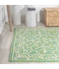 Charleston Vintage Filigree Textured Weave Green/Ivory 5 ft. x 8 ft. Indoor/Outdoor Area Rug