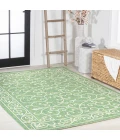 Charleston Vintage Filigree Textured Weave Green/Ivory 5 ft. x 8 ft. Indoor/Outdoor Area Rug