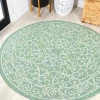 Jonathany Santa Monica SMB106K Green/Ivory Area Rug 5 ft. 3 in. X 5 ft. 3 in. Round