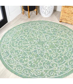 Jonathany Santa Monica SMB106K Green/Ivory Area Rug 5 ft. 3 in. X 5 ft. 3 in. Round