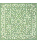 Charleston Vintage Filigree Textured Weave Green/Ivory 5' Square Indoor/Outdoor Area Rug