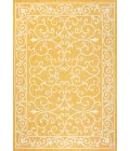 Charleston Vintage Filigree Textured Weave Yellow/Cream 5 ft. x 8 ft. Indoor/Outdoor Area Rug