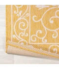 Charleston Vintage Filigree Textured Weave Yellow/Cream 5' Round Indoor/Outdoor Area Rug