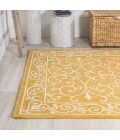 Charleston Vintage Filigree Textured Weave Yellow/Cream 5 ft. x 8 ft. Indoor/Outdoor Area Rug