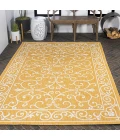 Charleston Vintage Filigree Textured Weave Yellow/Cream 5 ft. x 8 ft. Indoor/Outdoor Area Rug