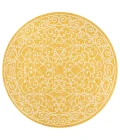 Charleston Vintage Filigree Textured Weave Yellow/Cream 5' Round Indoor/Outdoor Area Rug