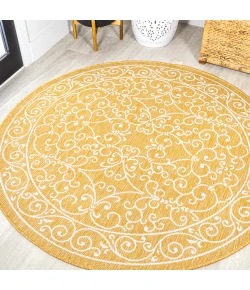 Jonathany Santa Monica SMB106L Yellow/Cream Area Rug 5 ft. 3 in. X 5 ft. 3 in. Round