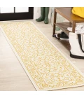 Charleston Vintage Filigree Textured Weave Cream/Yellow 2 ft. x 10 ft. Indoor/Outdoor Runner Rug
