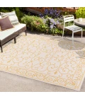 Charleston Vintage Filigree Textured Weave Cream/Yellow 4 ft. x 6 ft. Indoor/Outdoor Area Rug