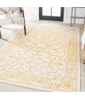 Charleston Vintage Filigree Textured Weave Cream/Yellow 4 ft. x 6 ft. Indoor/Outdoor Area Rug