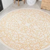 Jonathany Santa Monica SMB106M Cream/Yellow Area Rug 5 ft. 3 in. X 5 ft. 3 in. Round