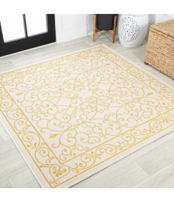 Jonathany Santa Monica SMB106M Cream/Yellow Area Rug 5 ft. 3 in. X 5 ft. 3 in. Square