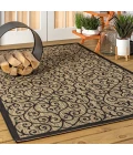 Madrid Vintage Filigree Textured Weave Black/Khaki 3 ft. x 5 ft. Indoor/Outdoor Area Rug