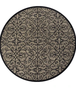 Jonathany Santa Monica SMB107A Black/Khaki Area Rug 6 ft. 7 in. X 6 ft. 7 in. Round