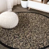 Jonathany Santa Monica SMB107A Black/Khaki Area Rug 6 ft. 7 in. X 6 ft. 7 in. Round